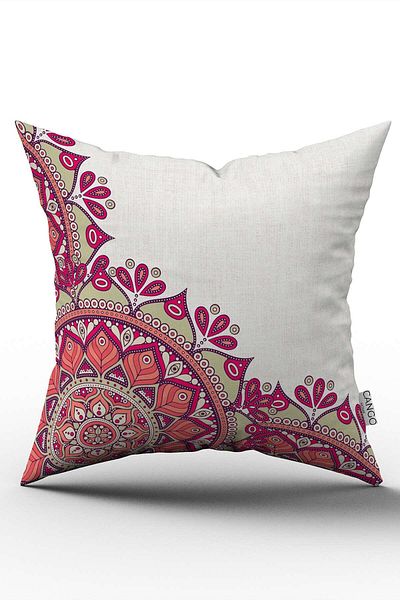 Cango Home Cream Pink Ramadan Themed Decorative Patterned Digital Printed Throw Pillow Cover CGH1346