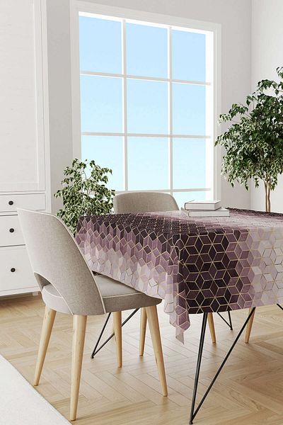 Cango Home Față de masă cu model mozaic auriu violet imprimată digitală Cgh927