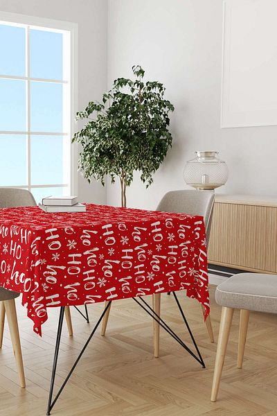 Cango Home Red and White Christmas Themed Digital Printed Tablecloth Cgh791-ms