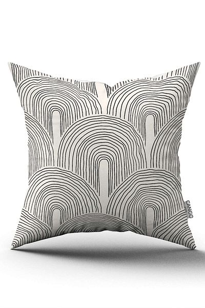 Cango Home Husă de pernă cu imprimeu geometric pe două fețe, negru crem - Cgh1228