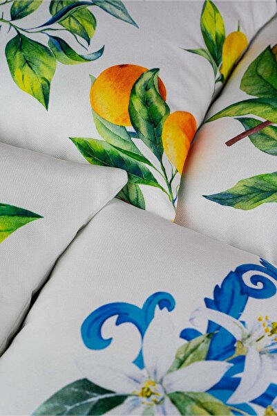 Cango Home Double Sided White Yellow Lemon Patterned 4-Piece Digital Printed Throw Pillow Cover Set 4kmbs90-ct