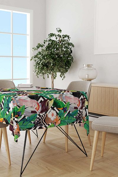 Cango Home Hanorac de birou cu imprimare digitală cu model de păsări tropicale multicolore alb Yst08-ms