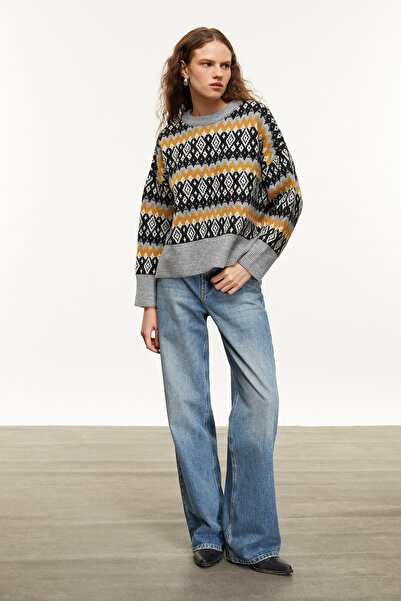 Mudo Jacquard Cycling Collar Knitting Sweater