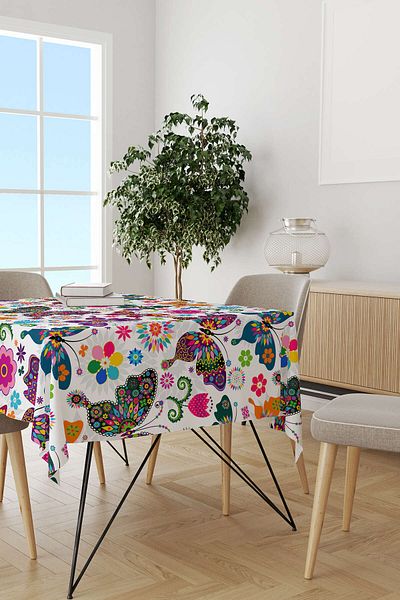 Cango Home Hanorac de birou alb cu model de fluturi multicolor cu imprimare digitala Otyk546-ms