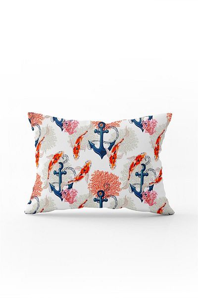 Cango Home Double Sided 35x50 Orange White Fish Marine Patterned Throw Pillow Pillow Case - Cgh013-3550