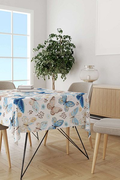 Cango Home Hanorac de birou cu imprimare digitală cu model fluture albastru maro Otyk535-ms