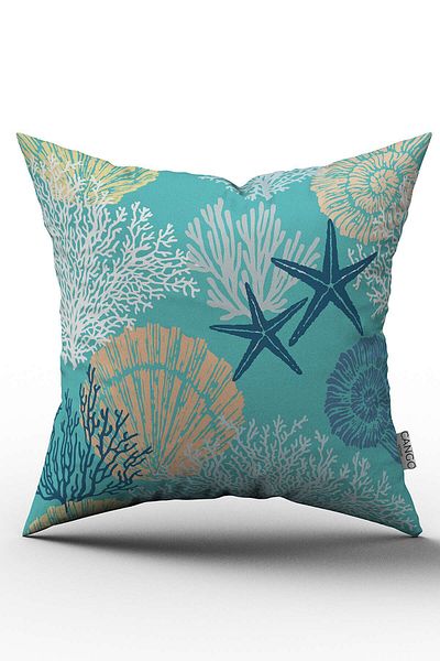 Cango Home Double Sided Turquoise White Marine Patterned Throw Pillow Pillow Case - Cgh107-ct