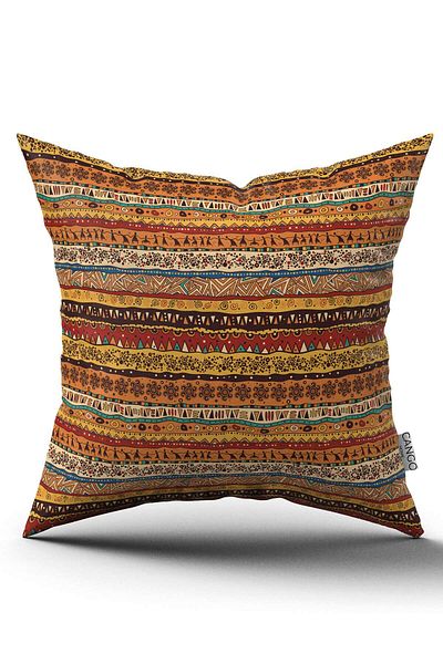 Cango Home Husă de pernă cu două fețe portocaliu etnic african cu model digital imprimat-cgh1262-ct