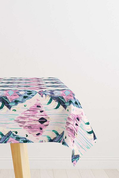 Cango Home Pink Blue Ethnic Decorative Tablecloth Cgh183-ms