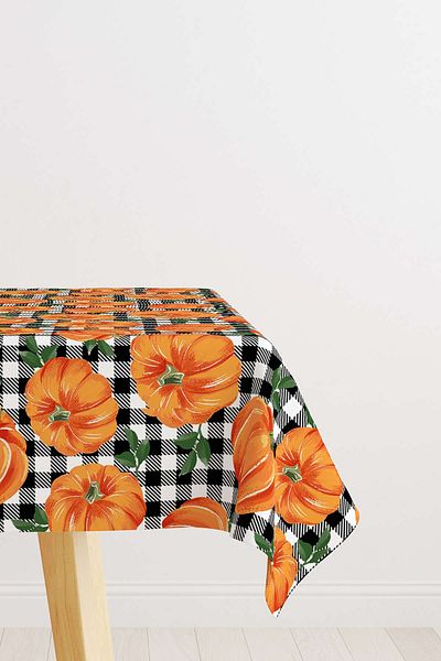 Cango Home Orange Halloween Pumpkin Patterned Digital Printed Tablecloth Cgh751-ms