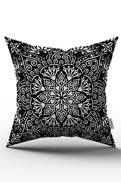 Cango Home White Black Ramadan Themed Decorative Patterned Digital Printed Throw Pillow Cover CGH1296