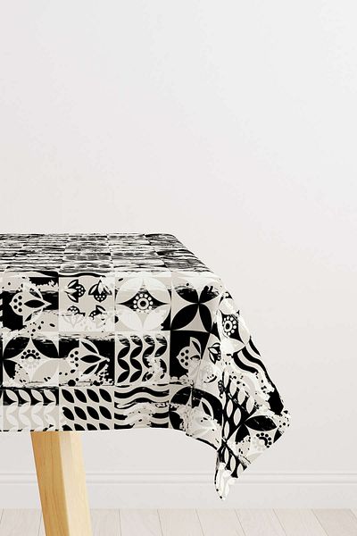 Cango Home Black Cream Decorative Geometric Tablecloth Cgh131-ms
