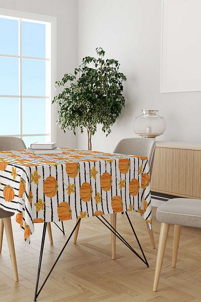 Cango Home Orange Halloween Pumpkin Patterned Digital Printed Tablecloth Cgh761-ms