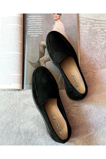 Zuum Дамски мокасини Piana от черен велур - ежедневни обувки