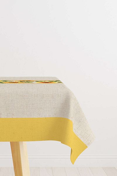 Cango Home Yellow Green Decorative Sunflower Patterned Digital Printed Tablecloth Cgh1111-ms