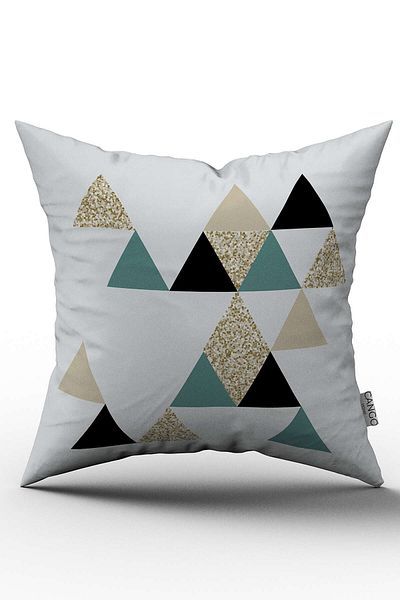 Cango Home Față de pernă decorativă cu două fețe, bej, negru, geometric - Cgh059-ct