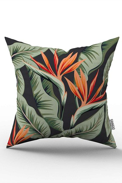 Cango Home Double Sided Orange Flower Patterned Digital Printed Throw Pillow Cover CGH1386-CT