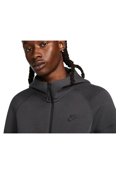 Nike Ανδρικό φούτερ με κουκούλα Tech Fleece Full Zip Windrunner με κουκούλα γκρι