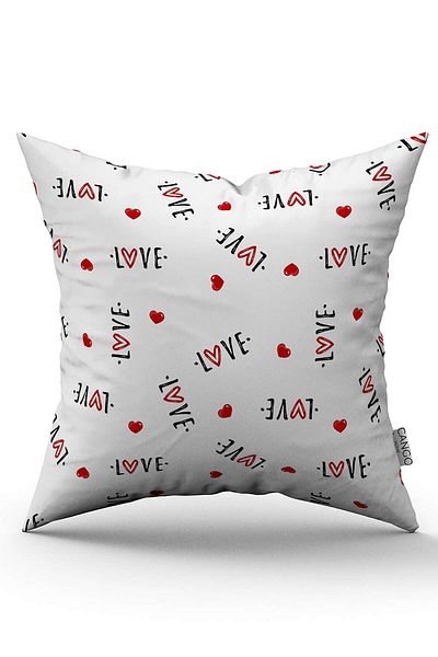 Cango Home White Red Modern Valentine's Day Themed Digital Printed Throw Pillow Cover Cgh1005