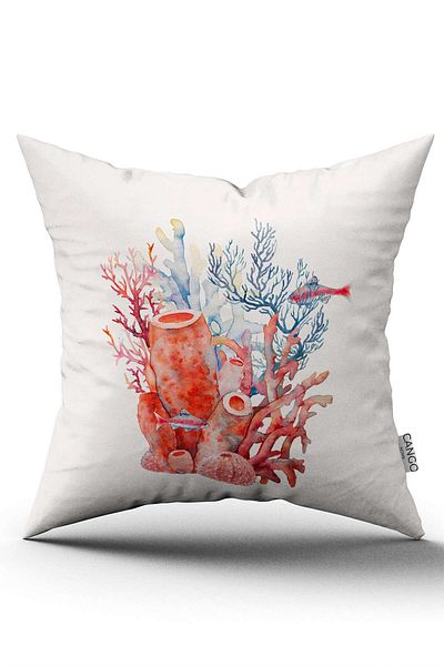 Cango Home Double Sided Red Blue Marine Pattern Digital Printed Throw Pillow Cover Cgh1152