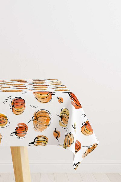 Cango Home Orange Halloween Pumpkin Patterned Digital Printed Tablecloth Cgh753-ms