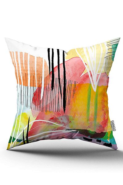 Cango Home Husă de pernă modernă, albă, imprimată digitală, cu două fețe - Cgh1095