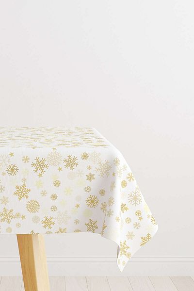 Cango Home Yellow White Christmas Themed Digital Printed Tablecloth Cgh789-ms