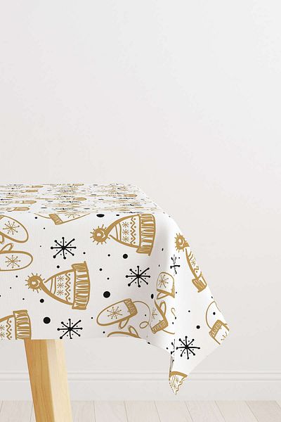 Cango Home Black Yellow Christmas Themed Digital Printed Tablecloth Cgh855-ms