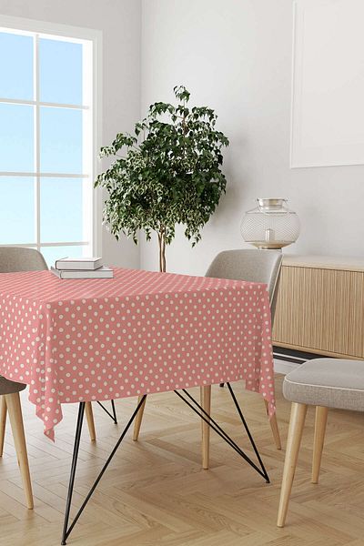 Cango Home Pink and White Polka Dot Tablecloth Cgh200-ms