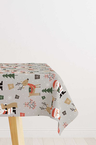 Cango Home Red Gray Christmas Themed Digital Printed Tablecloth Cgh920-ms