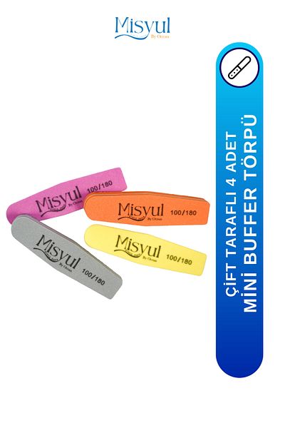 Misyul Double Sided Mini Nail File - Buffer, Top File 4 Pieces