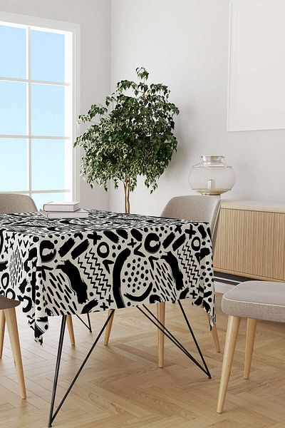 Cango Home Alb-negru cu model geometric modern Cgh105-ms