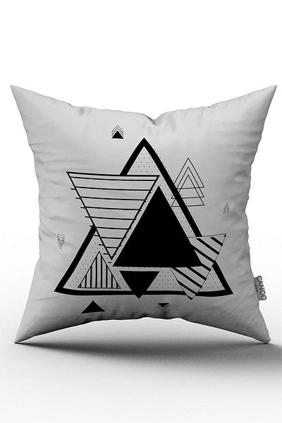 Cango Home Față de pernă cu două fețe, albă, neagră, cu model geometric - Cgh083-ct