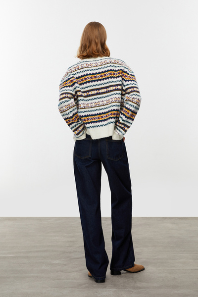 Mudo Jacquard Fishing Collar Knitting Sweater