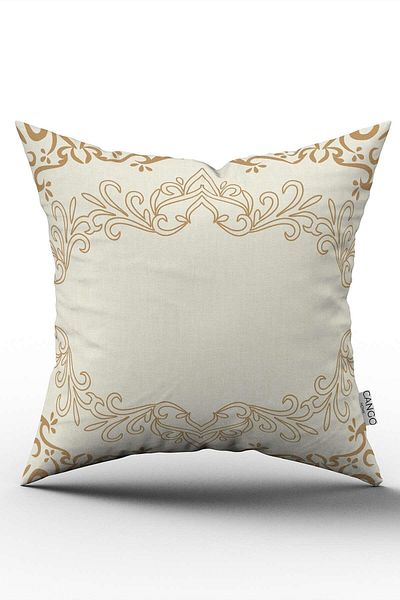 Cango Home Cream Brown Ramadan Themed Decorative Patterned Digital Printed Throw Pillow Cover CGH1306
