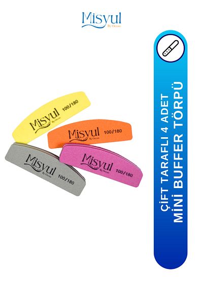 Misyul Double Sided Mini Nail File - Buffer, Top File 4 Pieces