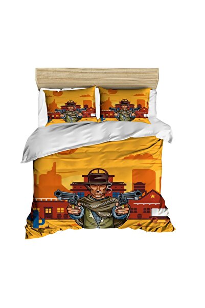 Fabeteks Old Cowboy 3D Digital Double Duvet Cover Pillow Set