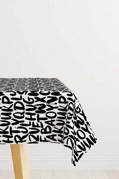 Cango Home Alb Negru Literă Digital Printed Table Shirt Cgh331-ms