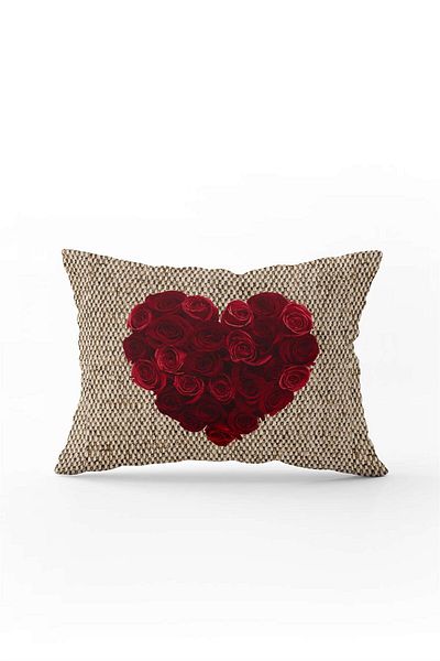 Cango Home Red Brown Heart Patterned Digital Printed Throw Pillow Cover Cgh1009-3550 Double Sided Printed