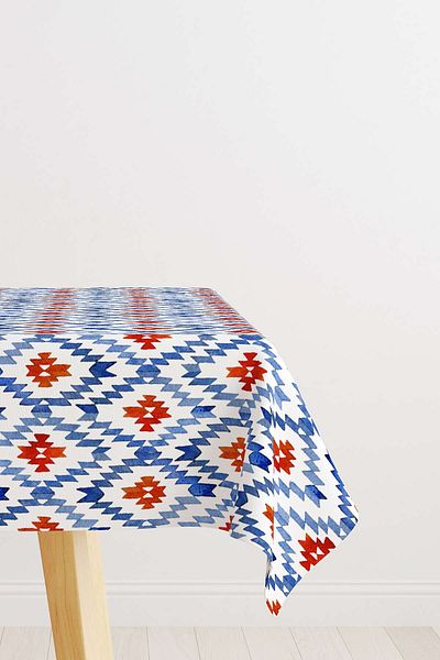 Cango Home Față de masă decorativă etnică albastru alb Cgh186-ms