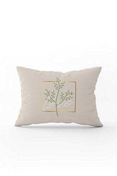 Cango Home Husă de pernă cremă Love Written cu model de flori imprimată digital Cgh1011-3550 imprimată pe două fețe