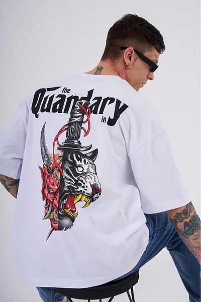 Machinist Ανδρικό The Quandary Printed Oversize Λευκό T-Shirt