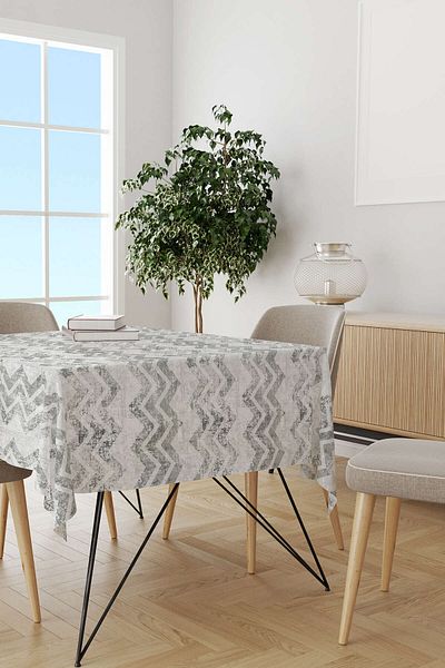 Cango Home Alb, gri, decorativ, în zig-zag, cu model abstract, cu imprimare digitală, Ylms104-ms