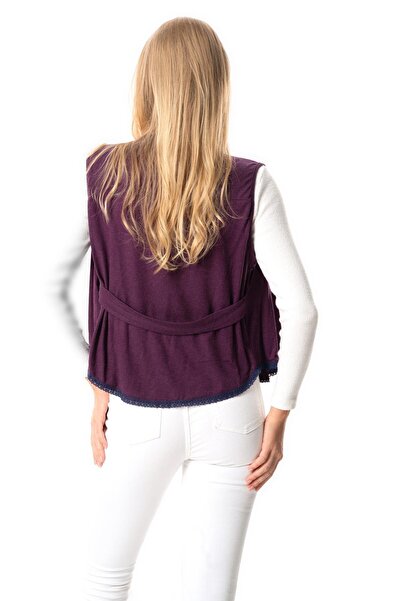 Eliş Şile Bezi Асиметричний безрукавний атласний жилет - осінньо-зимовий віскозний трикотаж, бордовий