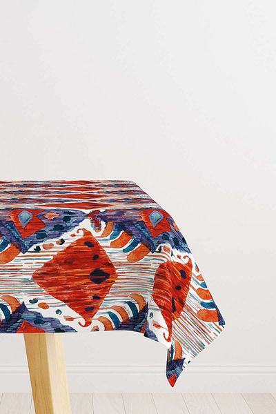 Cango Home Red Blue Ethnic Decorative Tablecloth Cgh184-ms