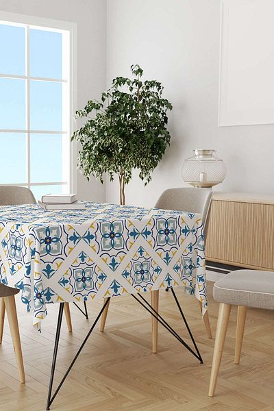 Cango Home Alb Albastru Modern Etnic Tigla Model Imprimare Digitală Hanorac Cgh562-ms