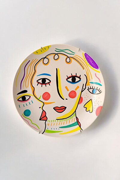 ARİENEL El Yapımı Dekoratif Duvar Tabağı | 25 Cm | Kübik Kadın | Çok Renkli |...