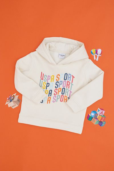 U.S. Polo Assn. Girl's Cream Hooded Sweatshirt 50290715 -Vr071