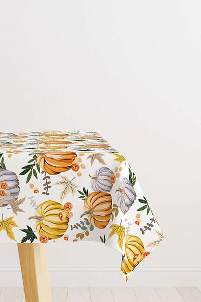 Cango Home Orange Halloween Pumpkin Patterned Digital Printed Tablecloth Cgh767-ms
