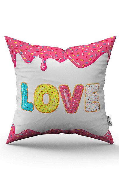 Cango Home Husă de pernă albă roz Love Written imprimată digitală Cgh1023
